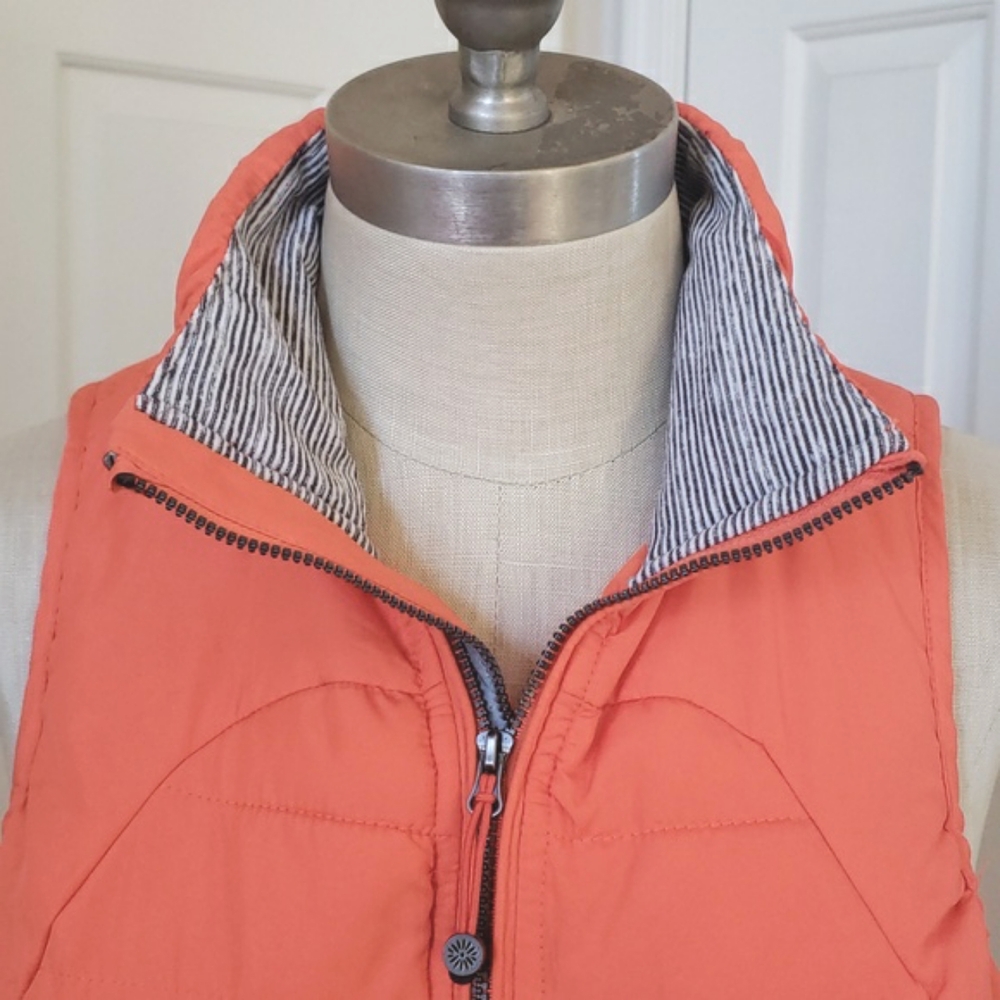 TANGERINE Orange Coral Quilted Puffer Vest SIZE SMALL Reflective Technical Warm - Picture 6 of 13